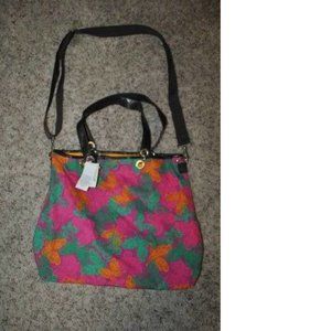 Butterfly Tote Purse SO Large Shoulder Bag Hobo Beach Pink Green Blue Fabric